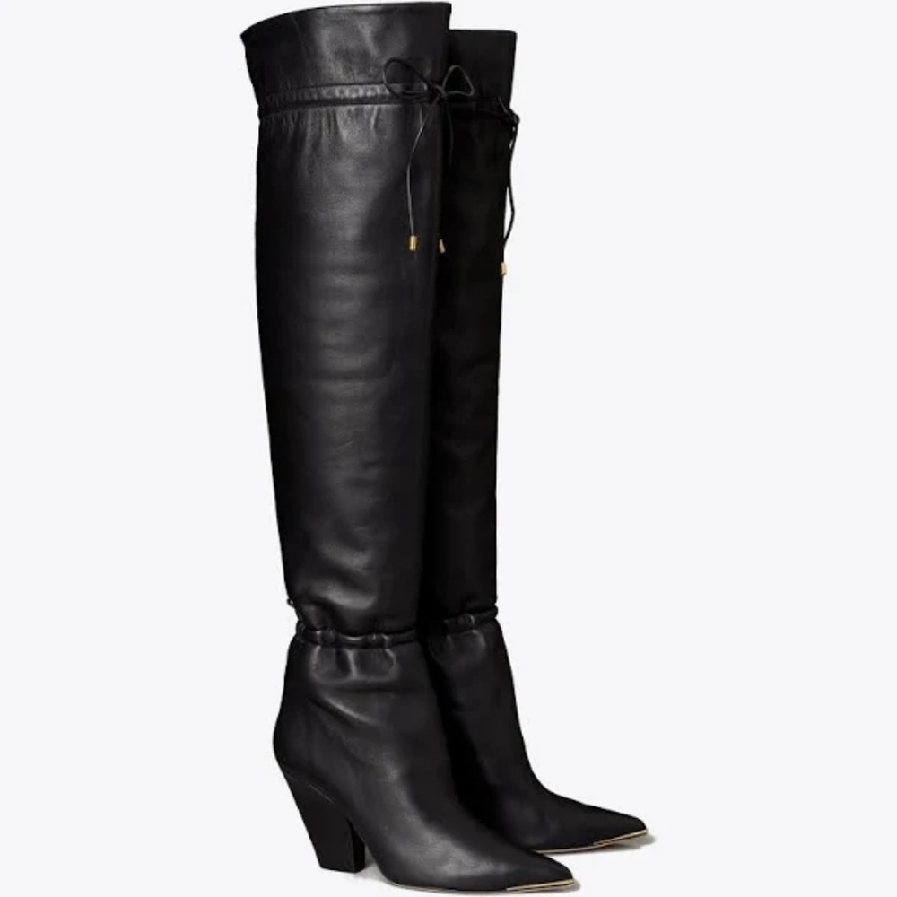 Tory Burch Lila Leather Over The Knee Boots, Size 7